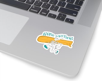 Gone Surfing Skeleton sticker | Kiss-cut vinyl surfboard decal