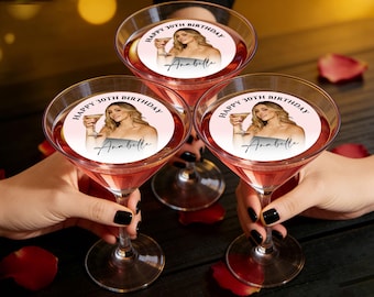Personalized Photo Drink Toppers, Happy 30th Birthday Topper, Custom Girl’s Night or Dirty Thirty Cocktail Toppers, Birthday Party Decor