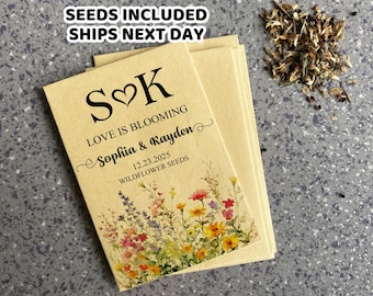Personalized Wildflower Seed Packet Wedding Favors with Seed Included Seed Packets Favor for Bridal Shower Guest Wedding Seed Favors in Bulk