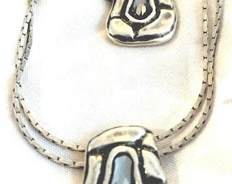 Vintage Uno De 50 Sterling Silver Blue Topaz Necklace, Spain