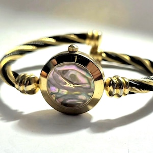 Vintage Abalone Shell Guldpläterad Armbandsur