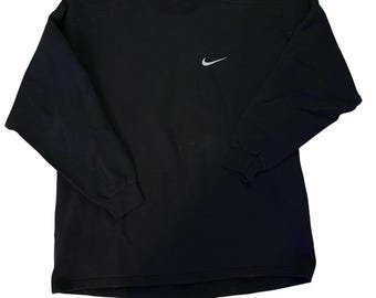 Vintage Nike Sweatshirt Made in USA Mock Neck Embroidered Swoosh Black Large