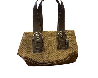 Coach Soho Mini Signature Jacquard Tote Bag Brown F10927 Small Shoulder Bag