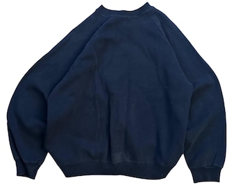 Vintage Hanes Sweatshirt XL Navy Blue Blank Crewneck Raglan Pullover 90s Mens