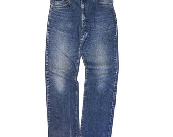 Vintage Lee Jeans Herr 34x34 Tillverkade i USA Raka Ben Blå Denim Mellantvätt