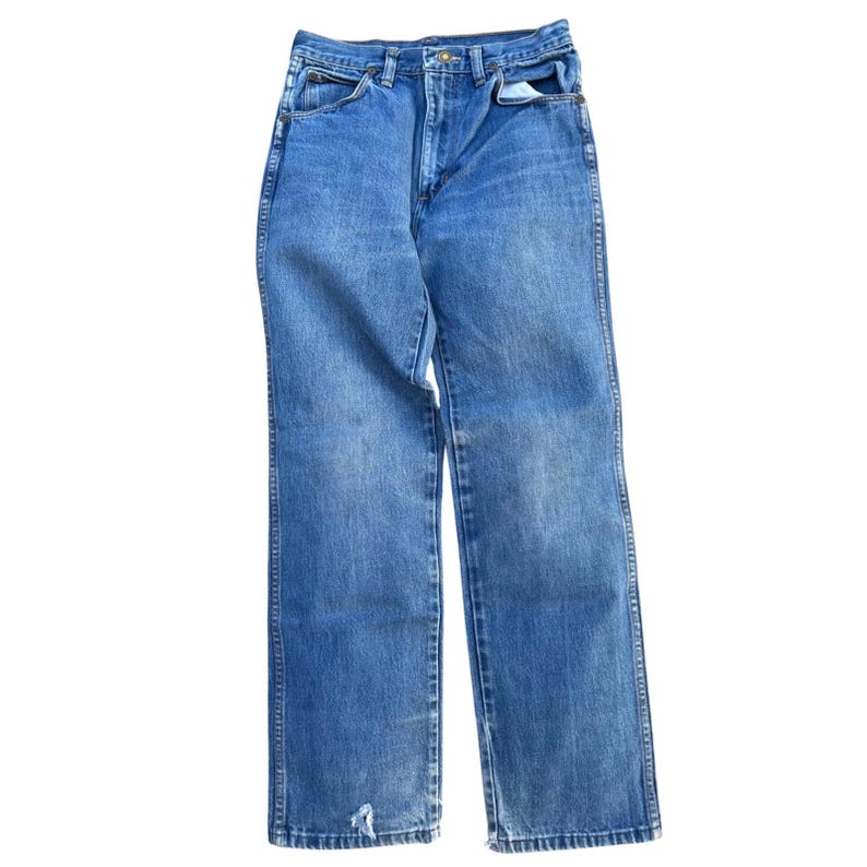 Vintage Wrangler Mens Slim Fit Jeans 29 Short Blue Denim Made in USA 84416KA image 1