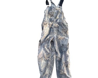 Spartan Outdoors Mens Camouflage Bib Overalls Grey Realtree Camo Hunting Size L