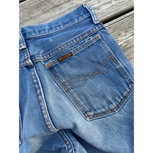 Vintage Wrangler Mens Slim Fit Jeans 29 Short Blue Denim Made in USA 84416KA image 4