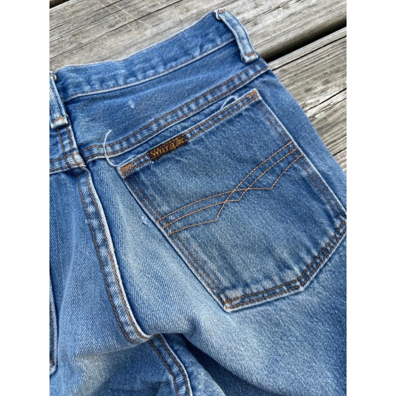 Vintage Wrangler Mens Slim Fit Jeans 29 Short Blue Denim Made in USA 84416KA image 4