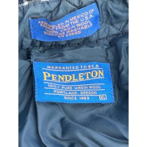 Pendleton Wool Flannel Shirt Jacket Mens XL Blue Black Plaid Quilted Lined Wool image 2