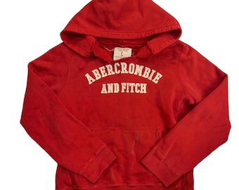 Abercrombie and Fitch Red Hoodie Pullover Sweatshirt Mens Large Vintage Style