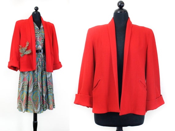 1940s red coat // Pomegranate vintage 1940s red cr