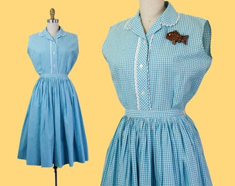 Home on the Range // 1950s gingham skirt and blouse set // Sm