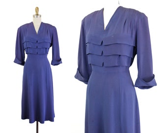 Violet Night // AS-IS 1940s purple blue rayon gown by Klafter & Sobel // md