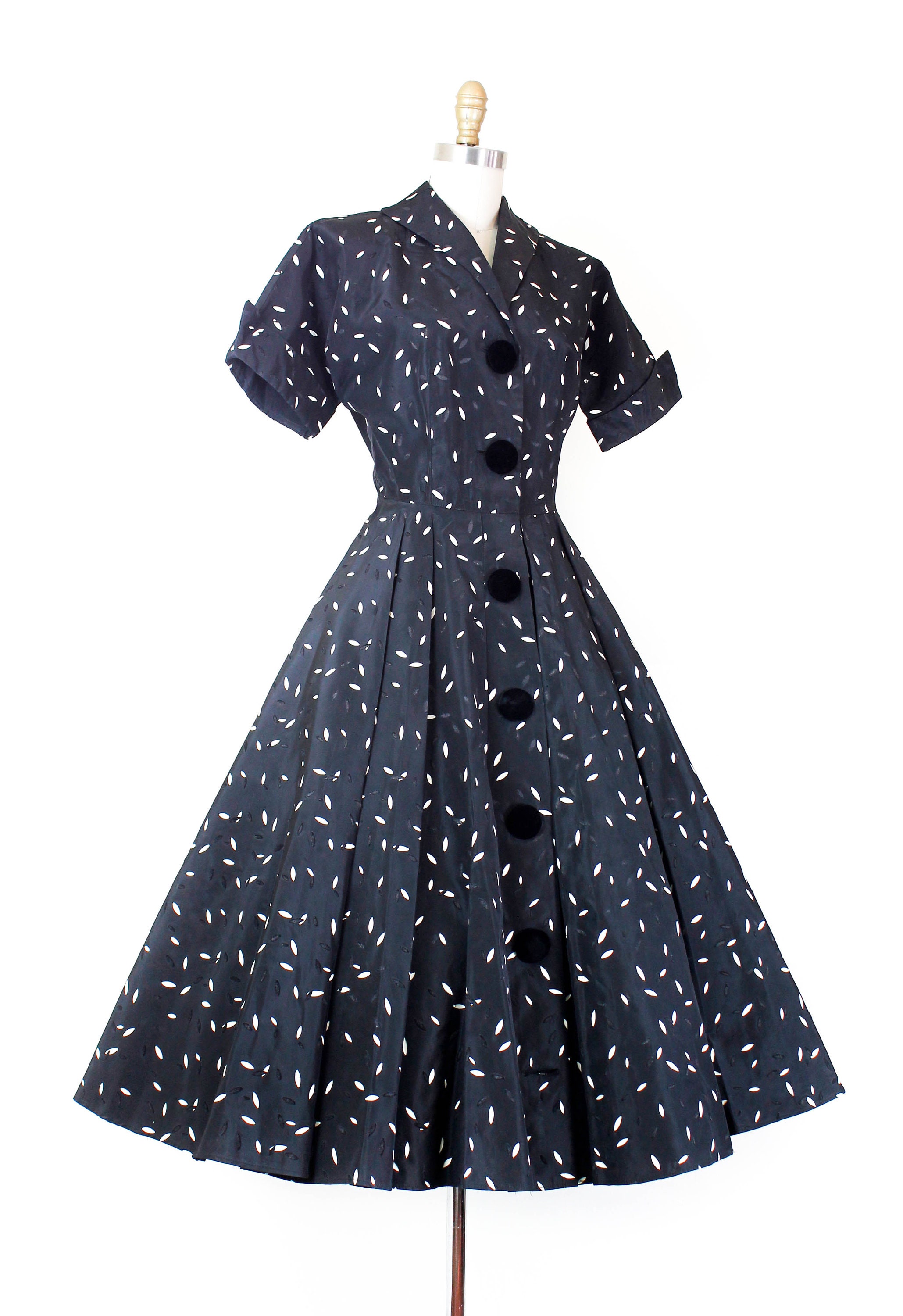 1950s black dress // Atomic Confetti vintage taffeta 1950s dress . md ...