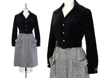 Diamond in the Rough // 1960s velvet and wool shirtdress by Miss Continental // Md