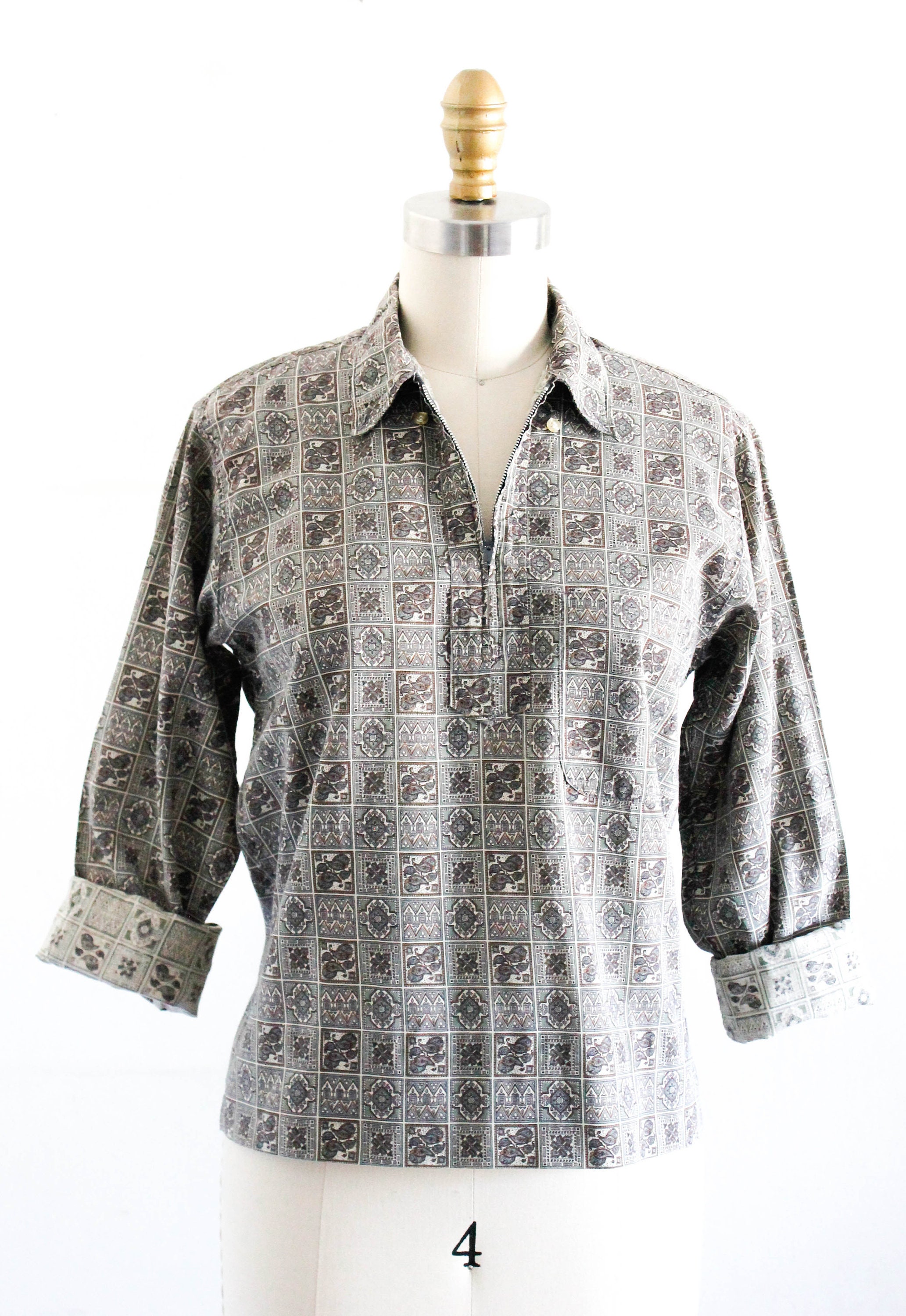 SALE 1960s paisley shirt // Prep School vintage 60s long sleeve shirt ...