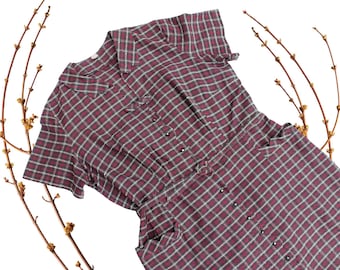 Mulberry Chateau // vintage 1950s purple plaid shirtwaist dress // xl volup xxl