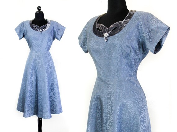 1950s formal dress // Cinderella blue vintage 1950