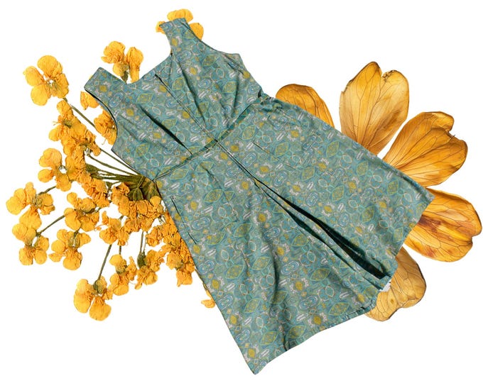 Featured listing image: Time Hop // 1960s green novelty print jumpsuit romper culottes // XL