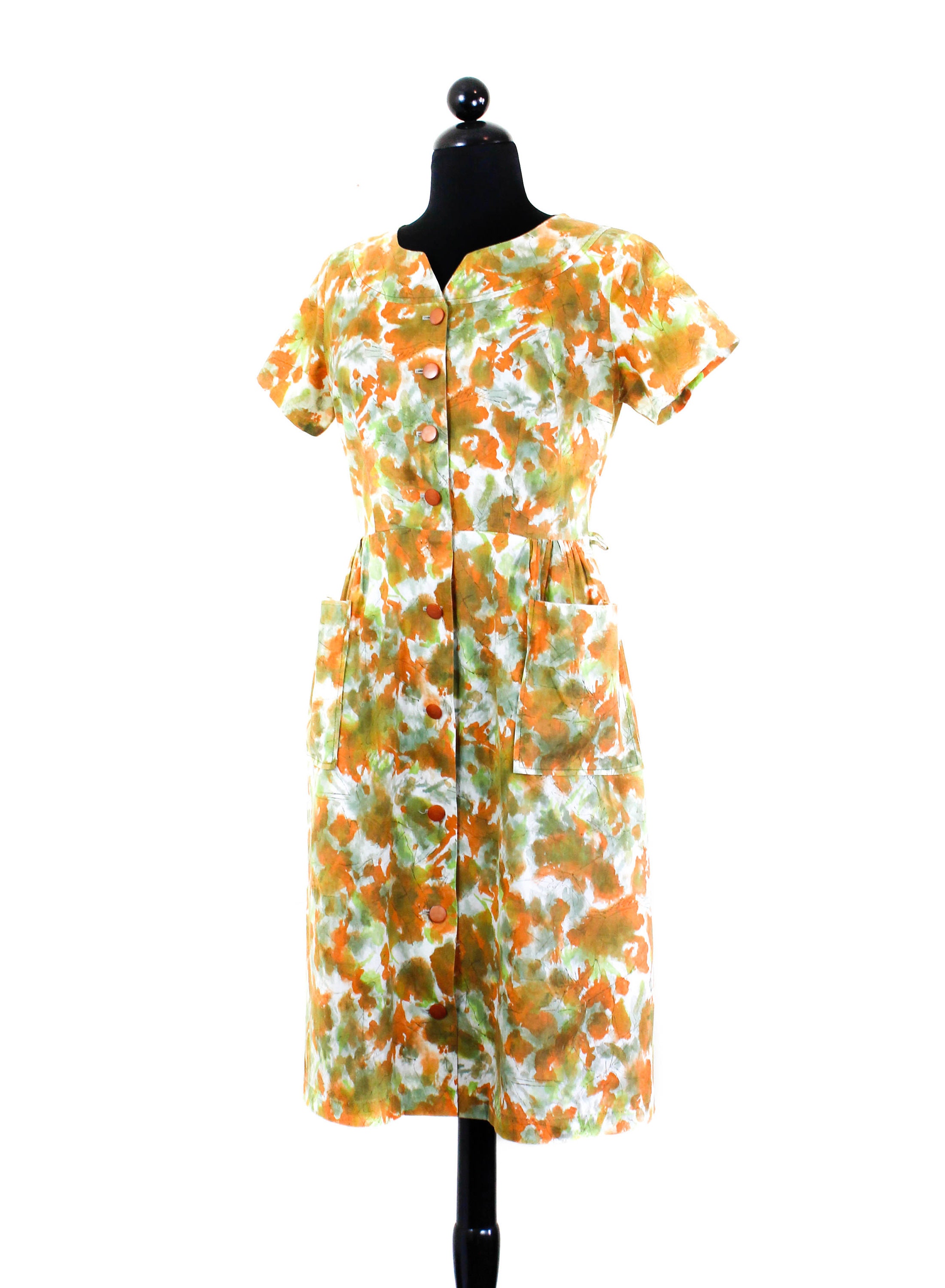 1960s day dress // August Garden abstract print vintage 60s shirtwaist ...