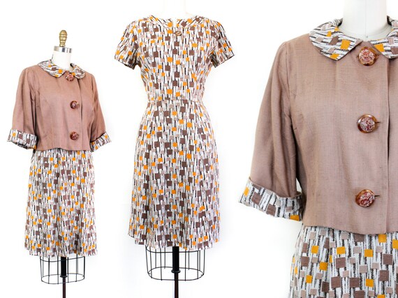 1950s dress set // Tiny Boxes vintage 1950s linen