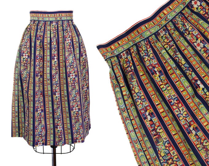 Featured listing image: 1940s skirt // A Romani Story 1940s colorful cotton print folk skirt // Lg Xl