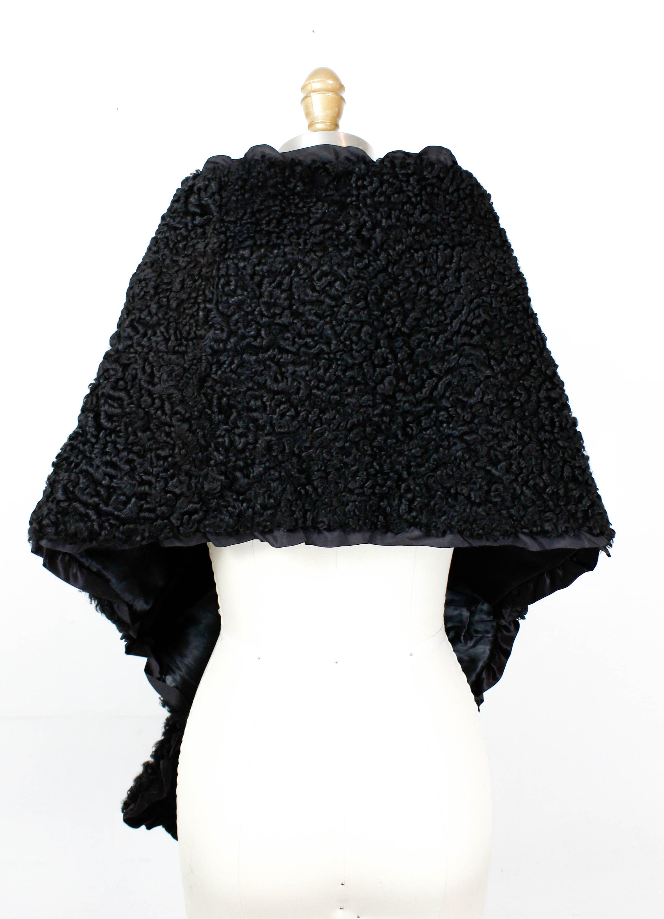 1950s black Persian lamb's wool stole by Gimbel Brothers