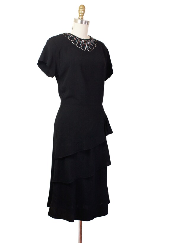 1940s black dress // Bijou vintage 1940s black ra… - image 2