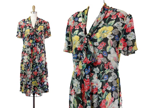 1940s chiffon dress // In Bloom vintage late 1930… - image 1