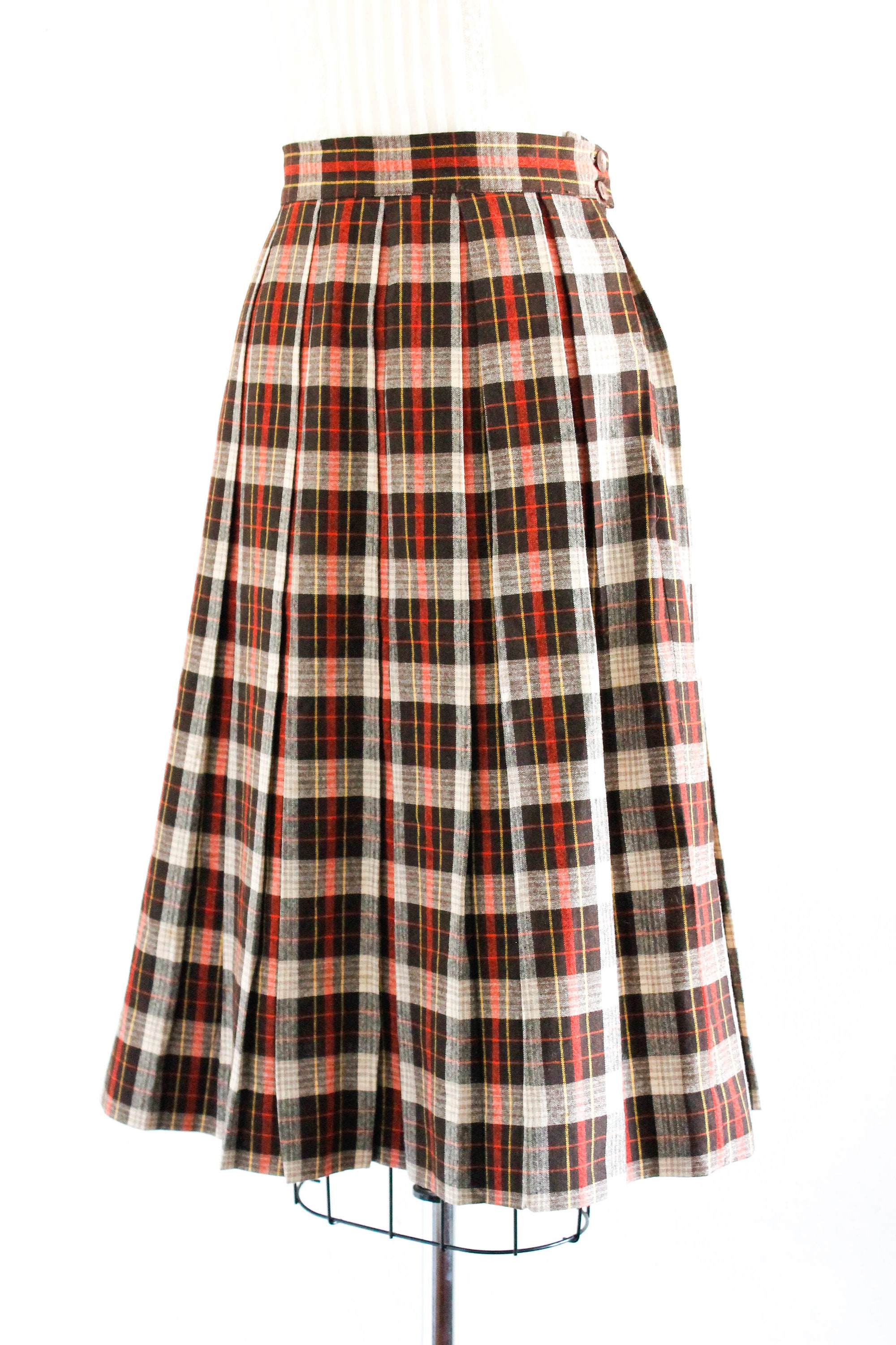 Vintage 1950s skirt . Cardinal and Crow . red plaid skirt . 1950s plaid ...