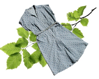 Summer's End // 1950s blue seersucker romper culottes 50s jumpsuit //  Xl volup