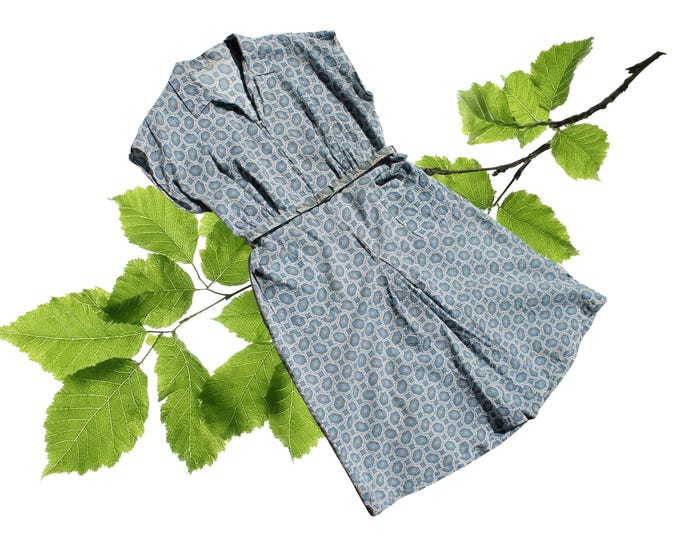 Featured listing image: Summer's End // 1950s blue seersucker romper culottes 50s jumpsuit //  Xl volup