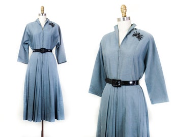 1950s blue dress // Ice Queen vintage formal 1940s / 50s hostess dress Sm