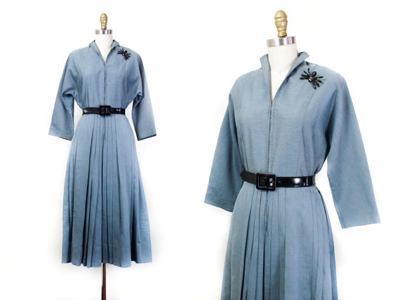 1950s blue dress // Ice Queen vintage formal 1940… - image 1