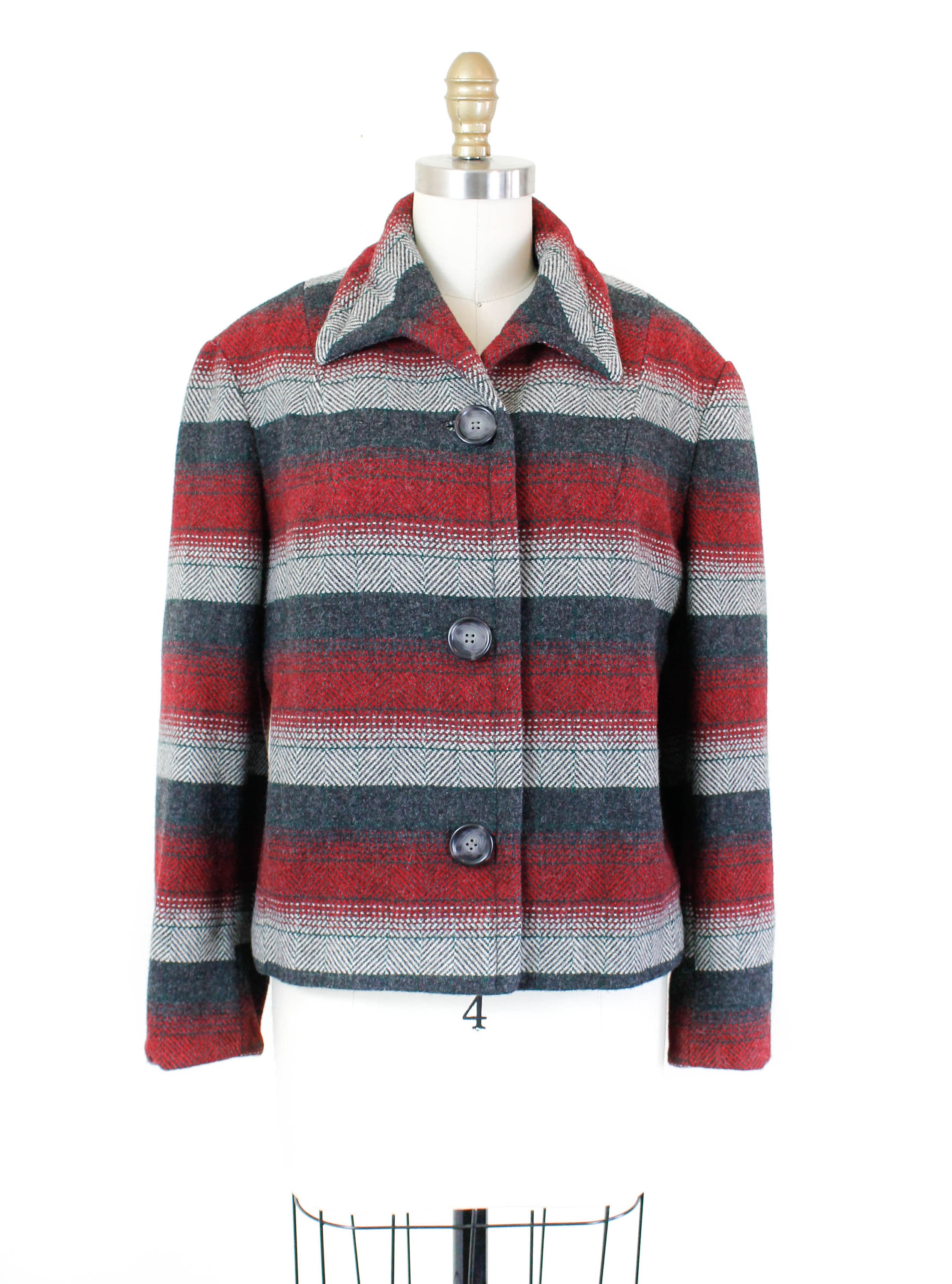 Vintage Pendleton jacket // rare red herringbone striped 1950s ...