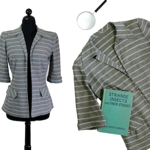 Salt Air // 1940s grey striped knit wool sportswear jacket by Sacony // Md Lg