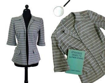 Salt Air // 1940s grey striped knit wool sportswear jacket by Sacony // Md Lg