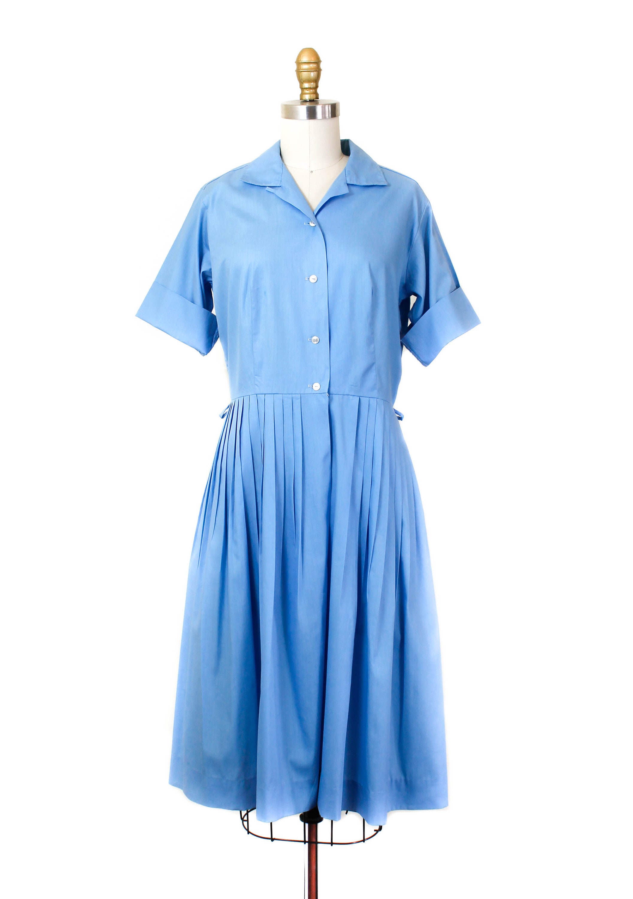 1960s blue dress // Oxford Blue vintage 50s/60s shirtwaist dress . md