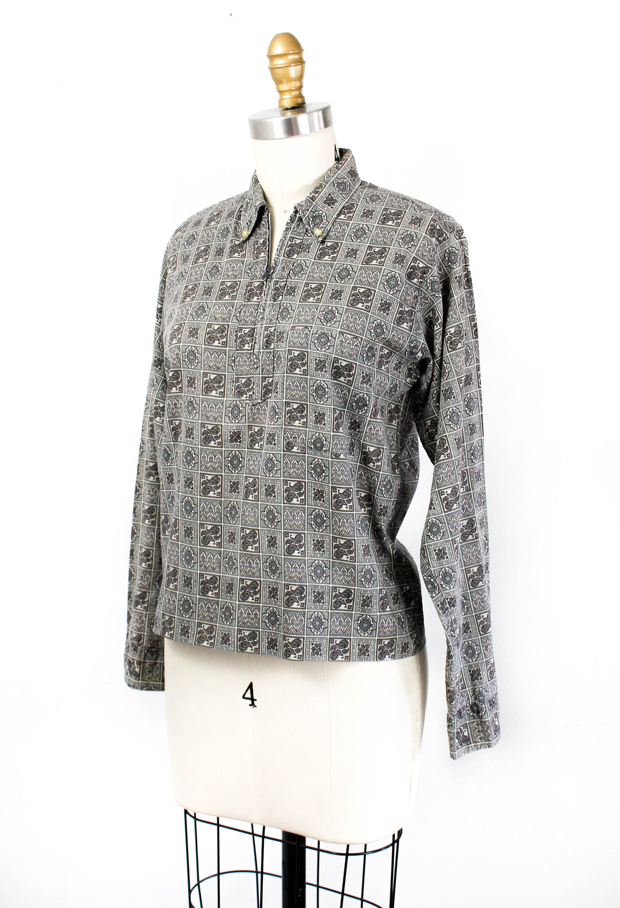 SALE 1960s paisley shirt // Prep School vintage 60s long sleeve shirt ...