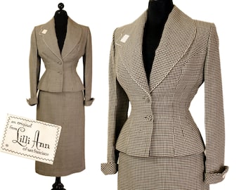 1950s Lilli Ann suit // Diamond in the Rough vintage 1950s worsted wool check suit Lilli Ann // Sm Md