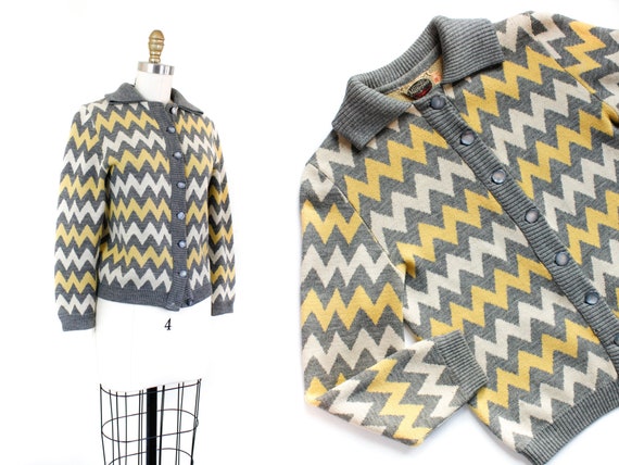 1950s cardigan // Electric Zig Zag vintage 1950s k