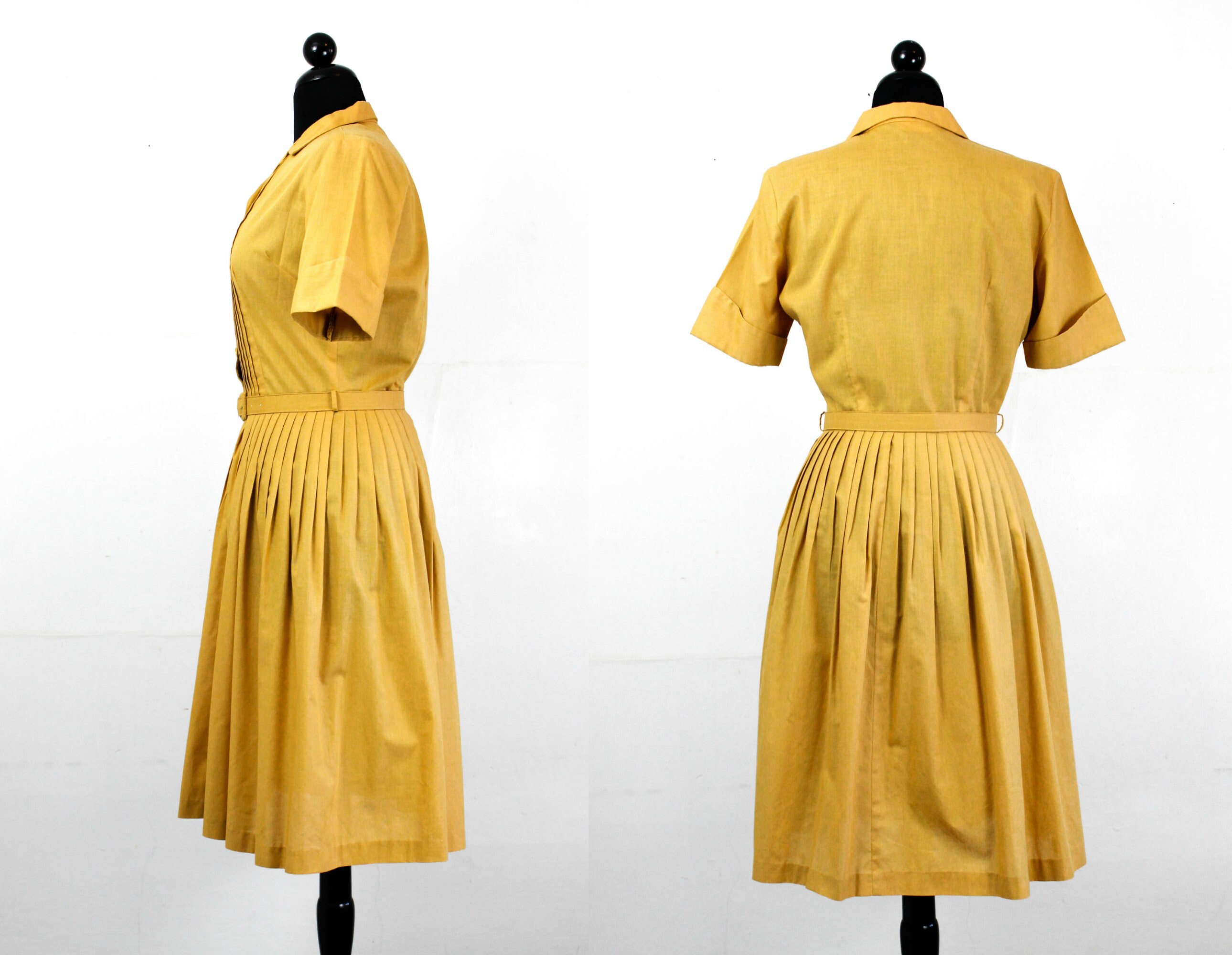Yarrow . 1960s yellow shirtwaist dress . md / medium