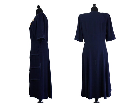 1940s blue rayon dress // Twin Moons vintage 1940… - image 5