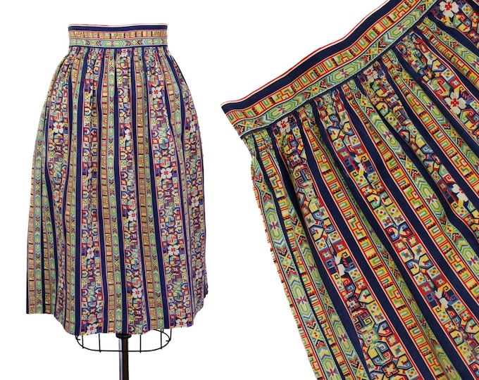 Featured listing image: A Romani Story // 1940s colorful cotton print folk skirt // Lg Xl
