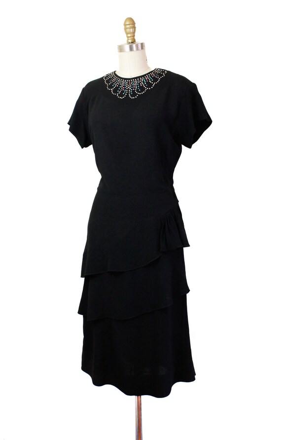 1940s black dress // Bijou vintage 1940s black ra… - image 8