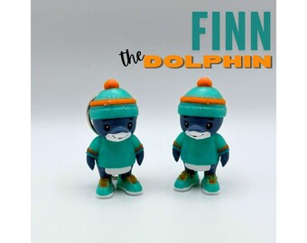Finn the Dolphin  - 3D Printed Mini Figurine, Bag Charm