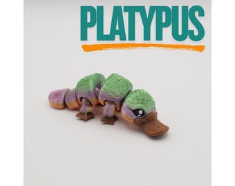 Mini 3D Printed Articulated Platypus - Earthy Green Gradient