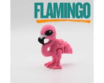 Miniature Articulated Flamingo Figurine, Pocket-Sized Tropical Decor