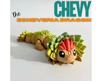 Chevy the Echeveria Succulent Dragon - Flexi Articulated 3D Printed Fidget Toy - Plant Lover Gift - Original Forg3D Layers Design